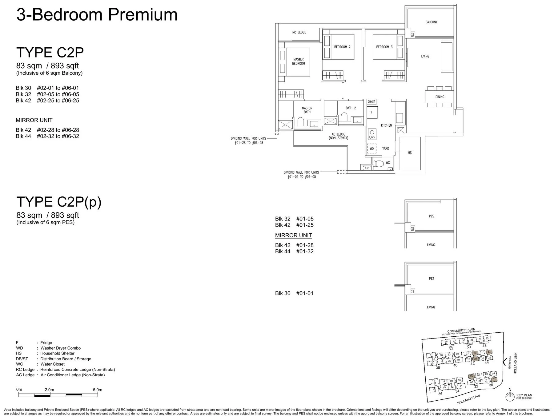 3 Bedroom Premium layout plan (Type C2P)