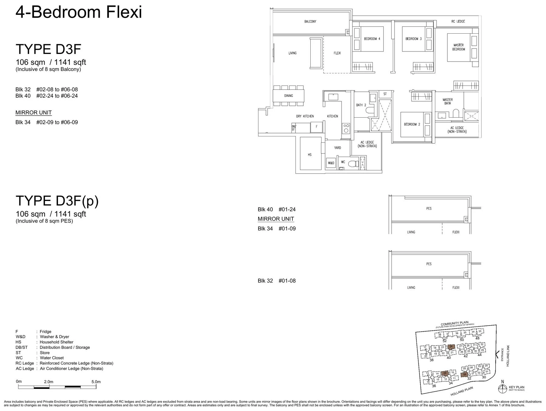 4 Bedroom Flexi layout plan (Type D3F)