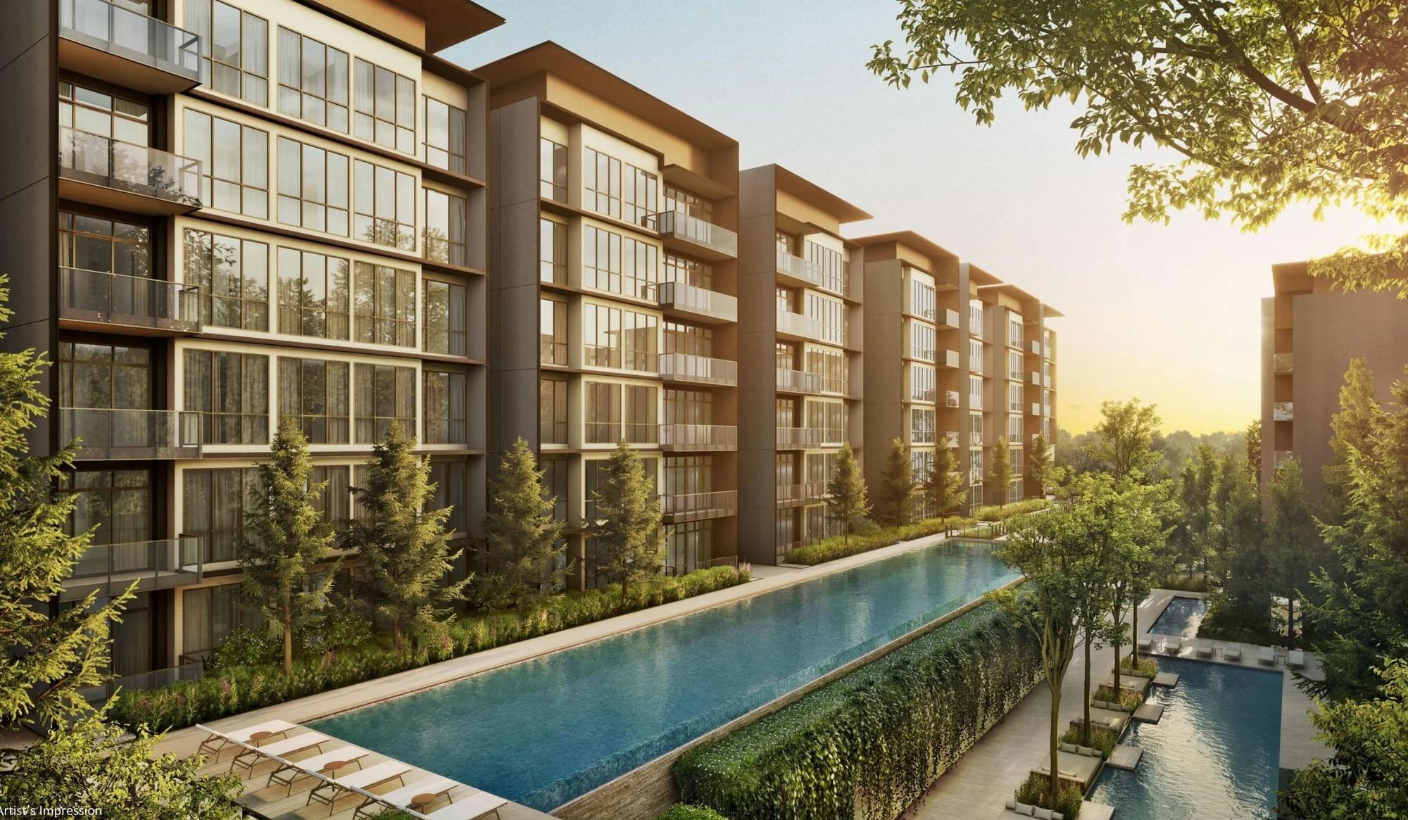 Artist's impression of Amberwood at Holland residences and landscaped pools